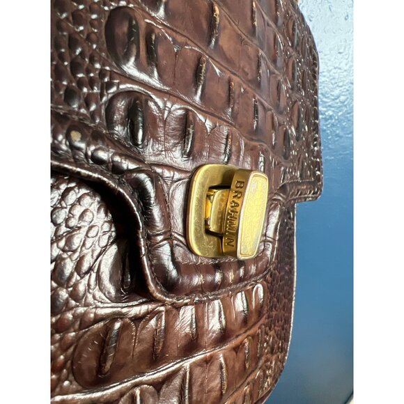 Brahmin Brown Croc-Embossed Leather Organizer Crossbody Bag - Picture 9 of 16